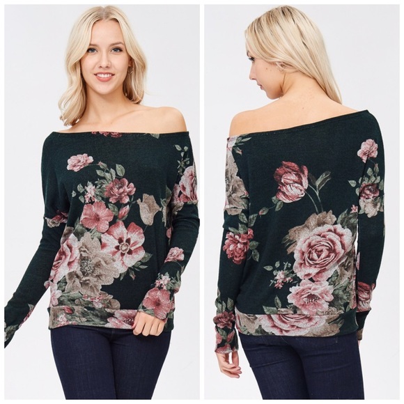 ❤️ LAST 1! Deep GreenOff Shoulder Dolman Sweater! - Picture 4 of 4